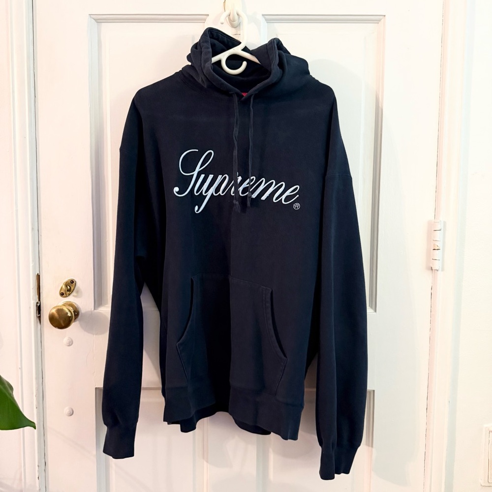 Supreme Men’s Blue Script Logo Hoodie
